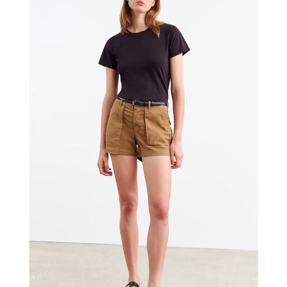 Nili Lotan Shorts Womens 2 Tawny Utility Cotton Stretch Casual High Rise Summer